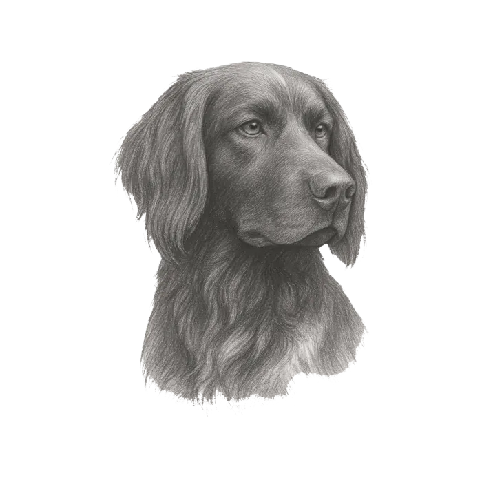 Die Bleistiftzeichnung eines Kleinen Münsterländers, erstellt von Waidwaerts