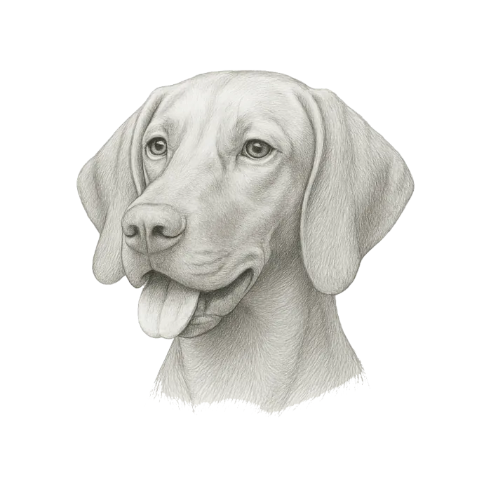 Die Bleistiftzeichnung eines Magyar Vizslas, erstellt von Waidwaerts